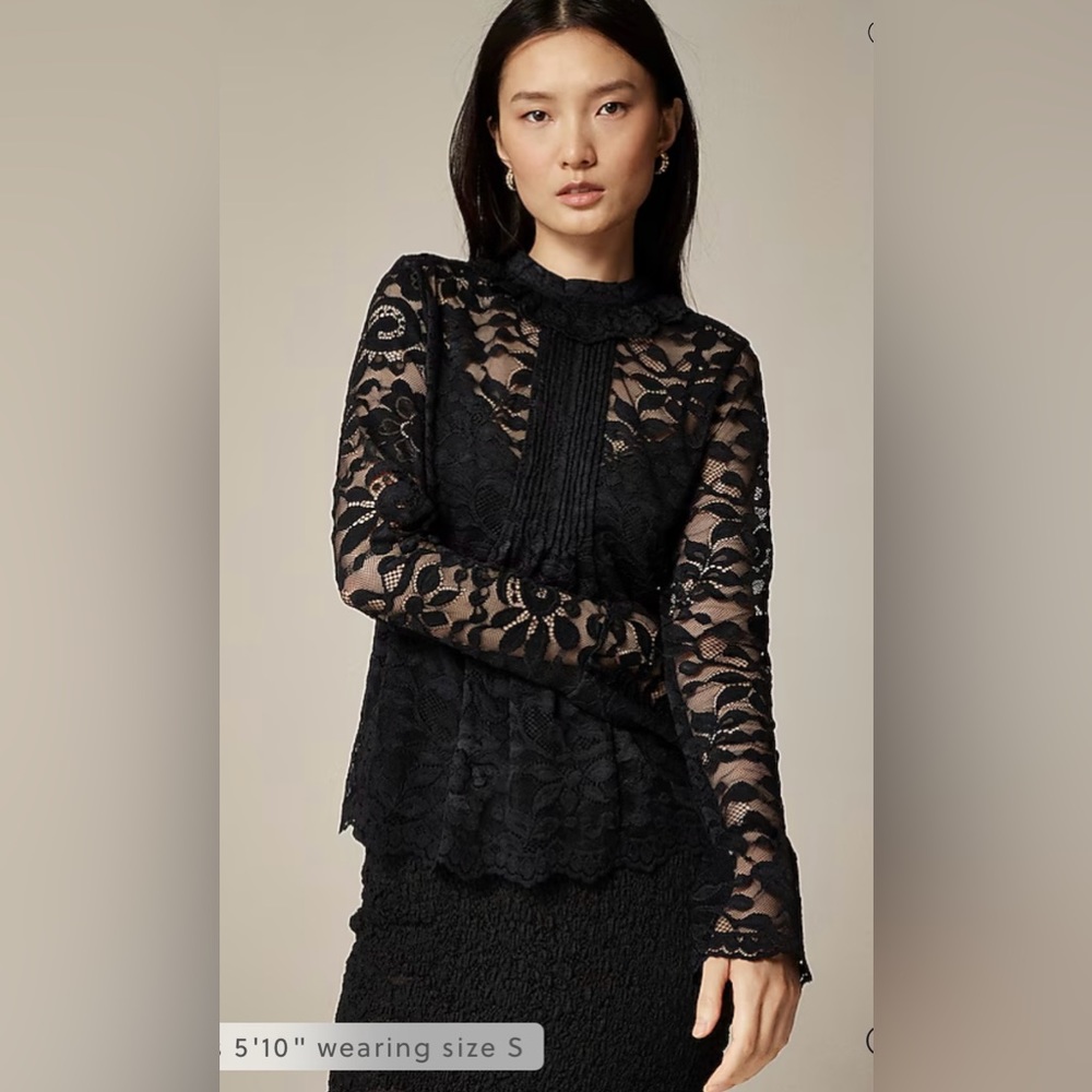 J.Crew Lace mockneck top in black